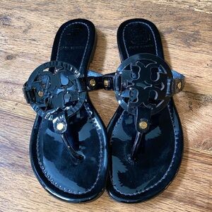 Black Tory Burch Miller Patent Sandals